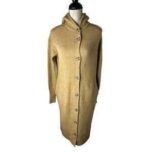 Everlane Maxi Cardigan Yak Hair Wool Blend Button Up Camel Color Duster Sz XS
